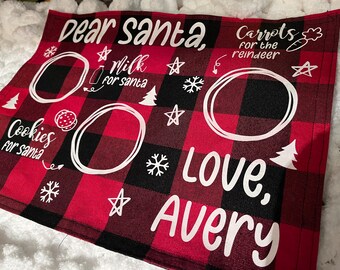 Dear Santa  Milk, Cookies & Carrots buffalo plaid Place mat