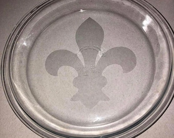 9inch personalized etched glass pie pan