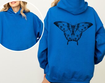 Monarch Skull Moth Hoodie Butterfly Back Print Hooded Sweatshirt