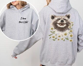 I Love This Life unisex hoodie, gezellig sweatshirt, schattig dierencadeau, herfstmode, comfortabele vrijetijdskleding, hippiestijl