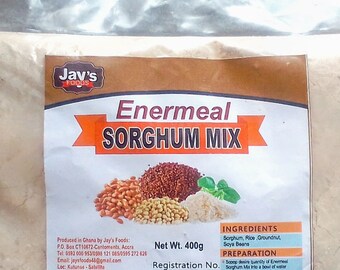 Mélange de sorgho, mélange de sorgho 400 g, bouillie de sorgho, mélange de sorgho, riz, arachides et soja, sorgho biologique, fabriqué au Ghana