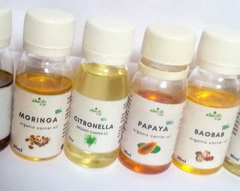 Organic Oil Set, 100% Pure Oils, Set Of 6 Oils, Organic Oil Set, Oil Gift Set, Mini Carrier Oils, Natural Oils, Produced in Ghana