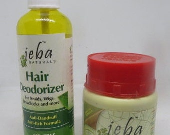 JEBA Naturals Hair Food Promotes Hair Growth Aids Breakage100g 260g 440g & Hair Deodorizer For Braids Wigs Locs 120ml Set