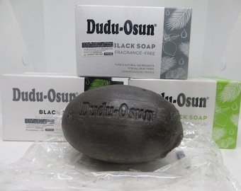 Savon noir Dudu-Osun pour tous les types de peau Idéal pour l'eczéma Acné Taches de rousseur Taches brunes Classique frais et sans parfum Fabriqué au Nigéria ACHAT EN VRAC