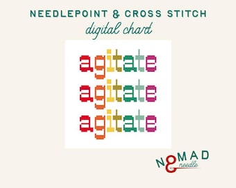 Agitate Cross Stitch Chart: Activist Needlepoint Pattern (Digital Download)