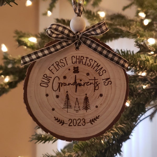 First Christmas As Grandparents wooden ornament -Grandparents ornament - Christmas Ornament - Wood Slice Ornament - Christmas gift
