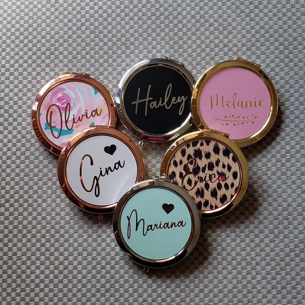 Bridesmaid Mirror, Bridesmaid gift, Personalized Pocket Mirror, Name Pocket Mirror, Handheld Compact mirror, Compact mirror, Pocket mirror