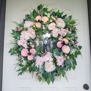 Spring Wreath, Summer wreath, Peach wreath, Fruit wreath, Modern Farmhouse Decor, Everyday wreath