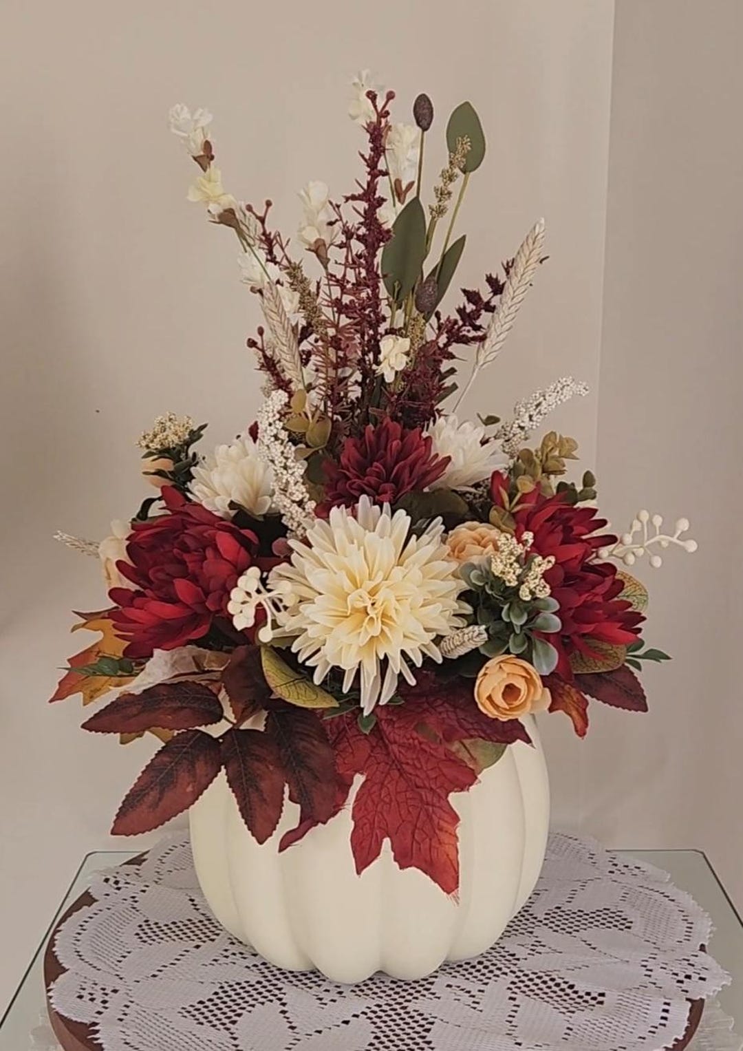 Fall Centerpiece, Fall Flower Arrangement, Fall Pumpkin Centerpiece ...
