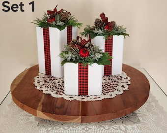 Set of 3 Wooden Christmas Gifts / Wooden Christmas Presents / Farmhouse Christmas Décor / Rustic Christmas Décor / Christmas Decor