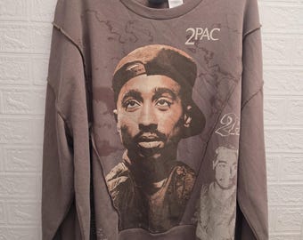 Vintage Tupac 2Pac Big Men's Crewneck Sweatshirt with Long Sleeves, NWT