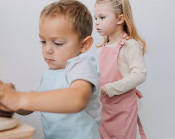 Personalized Linen Apron: Matching Mom & Me, Kids Play Kitchen, Toddler and Grandchild Gift