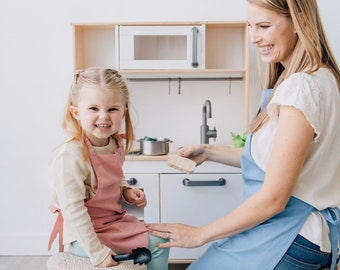 Personalized Linen Apron Set: Matching Mom & Me, Play Kitchen