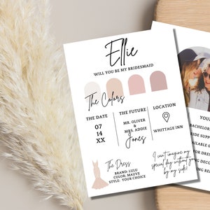 Editable Personalize Template, Printable Bridesmaid Proposal, Ask Maid of Honor, Expectations, Bride, Wedding, Rustic, Simple, Information