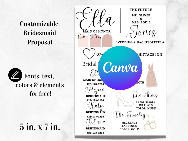 Printable Bridesmaid Proposal Bridal Party Expectations Etsy