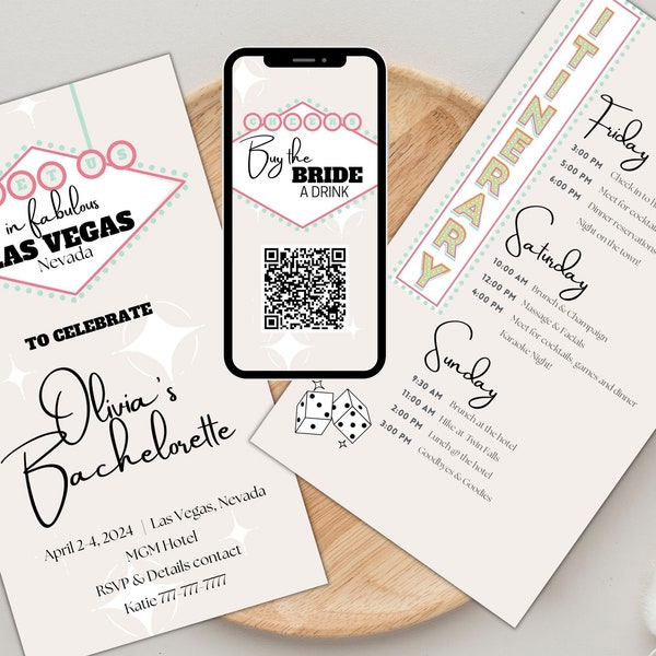 Bachelorette Itinerary, Bachelorette Evite, Bachelorette Invitation and Itinerary, Bachelorette Party, Buy the Bride a Drink, Vegas Bach