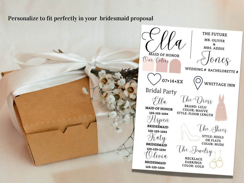 Printable Bridesmaid Proposal Bridal Party Expectations Etsy