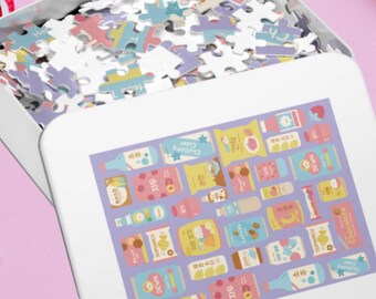 Korean Snacks Jigsaw Puzzle | Kpop 110 252 500 Piece Puzzle | Kpop Gifts | Kawaii Gifts | Cute Pastel Puzzles