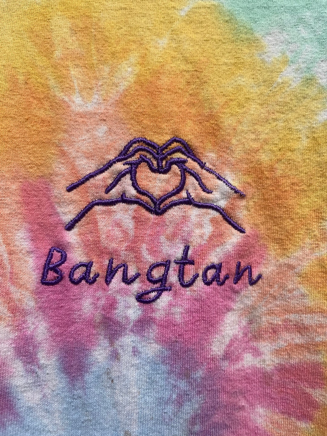 BTS Bangtan Hand Heart Oversized Tie-dye T-shirt BTS Merch unofficial BTS Tshirt Bts Aesthetic ...