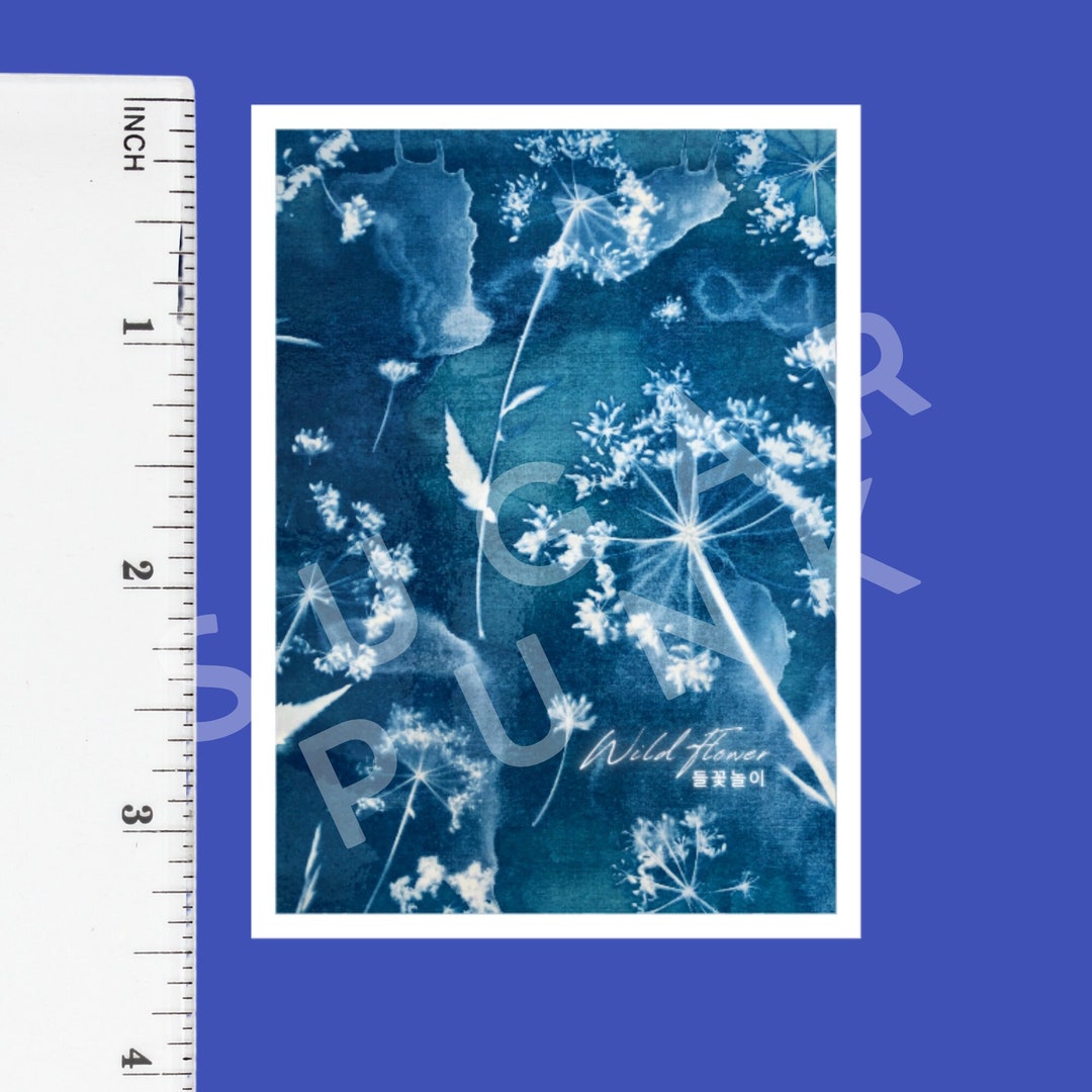 Wild Flower Sticker Indigo Sticker Namjoon Cyanotype Floral Sticker ...