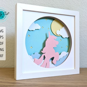 3D Unicorn Shadow Box | Unicorn Clipart Nursery Decor | Unicorn SVG | Layered Paper Art | 3D Paper Art