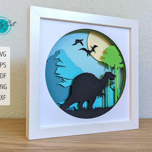 3D Dinosaur Shadow Box | Nursery Dino Decor Clipart | Dinosaur SVG | Layered Paper Art | 3D Paper Art | Spinosaurus 3D Dinosaur Shadow Box | Nursery Dino Decor Clipart | Dinosaur SVG | Layered Paper Art | 3D Paper Art | Spinosaurus