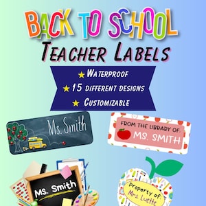 Custom Teacher Name Labels | Waterproof | classroom stickers | Personalized Labels | Teacher Library
