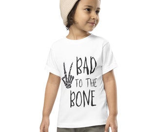 Bad to the Bone toddler shirt | skeleton | kids Halloween shirt | Boys