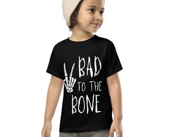 Bad to the Bone toddler shirt | skeleton | kids Halloween shirt | Boys