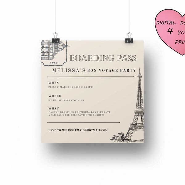 Bon Voyage Party Editable Template - Digital Download