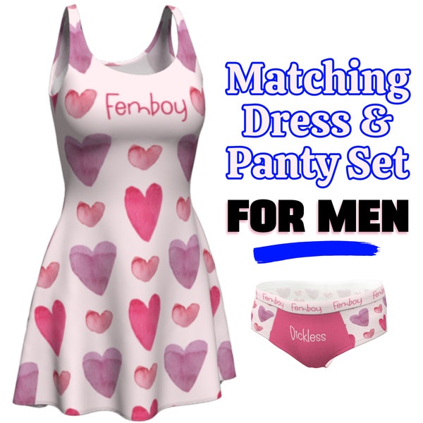 Femboy Dress And Panty Set For Men, Sissy Training Outfit, Femboy Clothing Combo, Femdom Dress And Tucking Underwear, Crossdresser Sissy