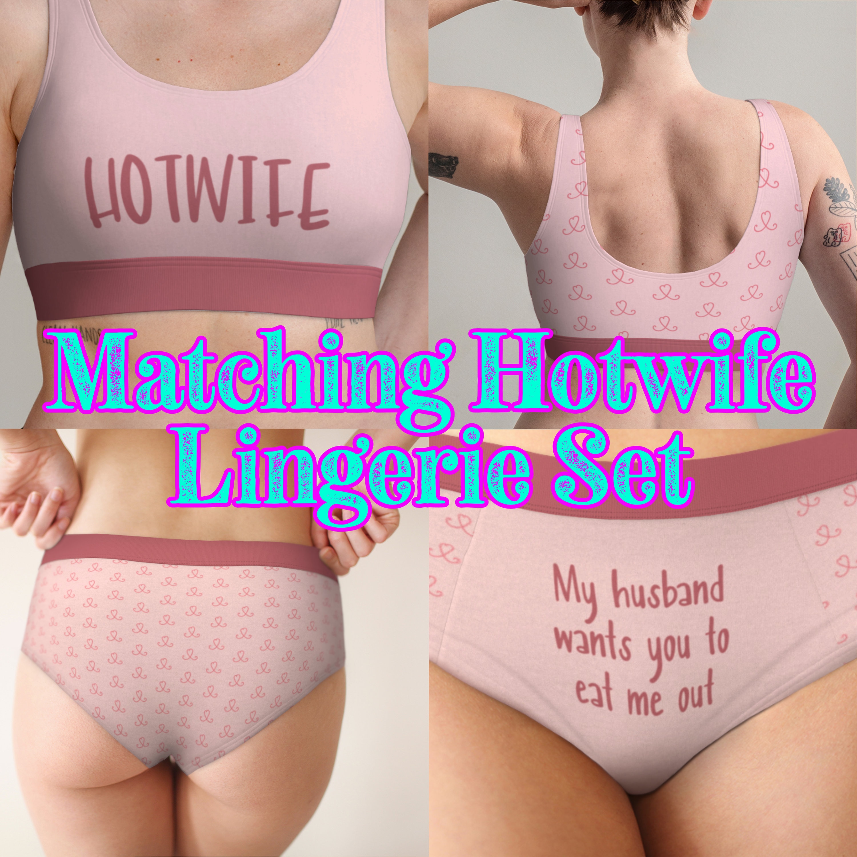 Naughty Hotwife Lingerie Set Eat Me Out Kinky Panties Sexy photo