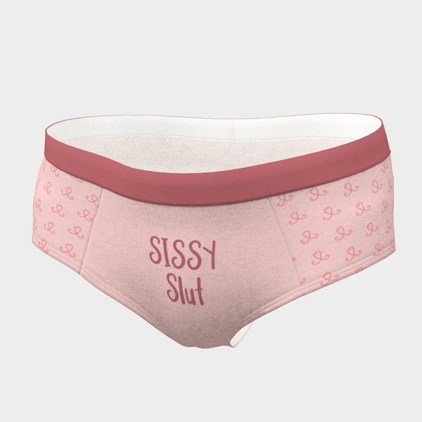 Sissy Slut Tucking Femdom Pegging Underwear, I'm A Failure Panties For Men, Male Kink Submissive FDom MSub Panty, Soft Pink Hearts Pattern