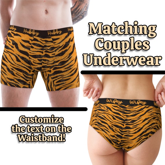 Custom Tiger Pattern Couple Underwear Set, Cute Animal Print Couples  Matching Underwear, Personalize Matching Underwear for Husband and Wife 