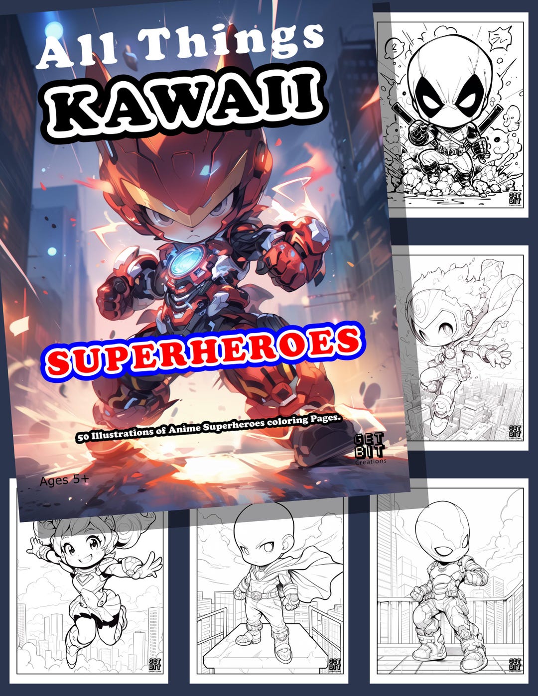 Kawaii Coloring Page Japanese Style Drawing Cute Super Hero Coloring ...