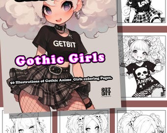 Gothic Girl Anime Coloring Book Dark Fantasy Manga Gothic Art Coloring Pages Adult Coloring Alternative Art Gothic Manga Cute Anime Art Book