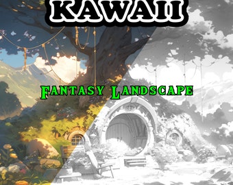 Fantasy Landscape Coloring Book Digital Download Color Page Print Landscape