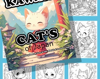 Kawaii Cat Coloring Anime Cat Kawaii Japan Coloring Book Japanese Cat Craft Coloring Gift