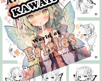Libro para colorear anime Manga Libro para colorear Anime Girls Fairy Libro para colorear Manga Fairy Girl Página para colorear Fantasía Anime Fairy Girls