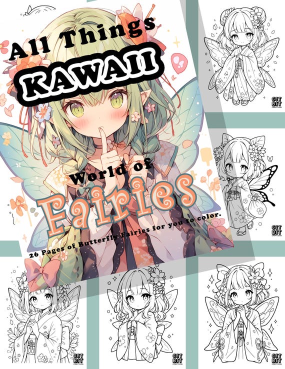 Anime Coloring Book Manga Coloring book Anime Girls Fairy Coloring Book Manga Fairy Girl Coloring Page Fantasy Anime Fairy Girls