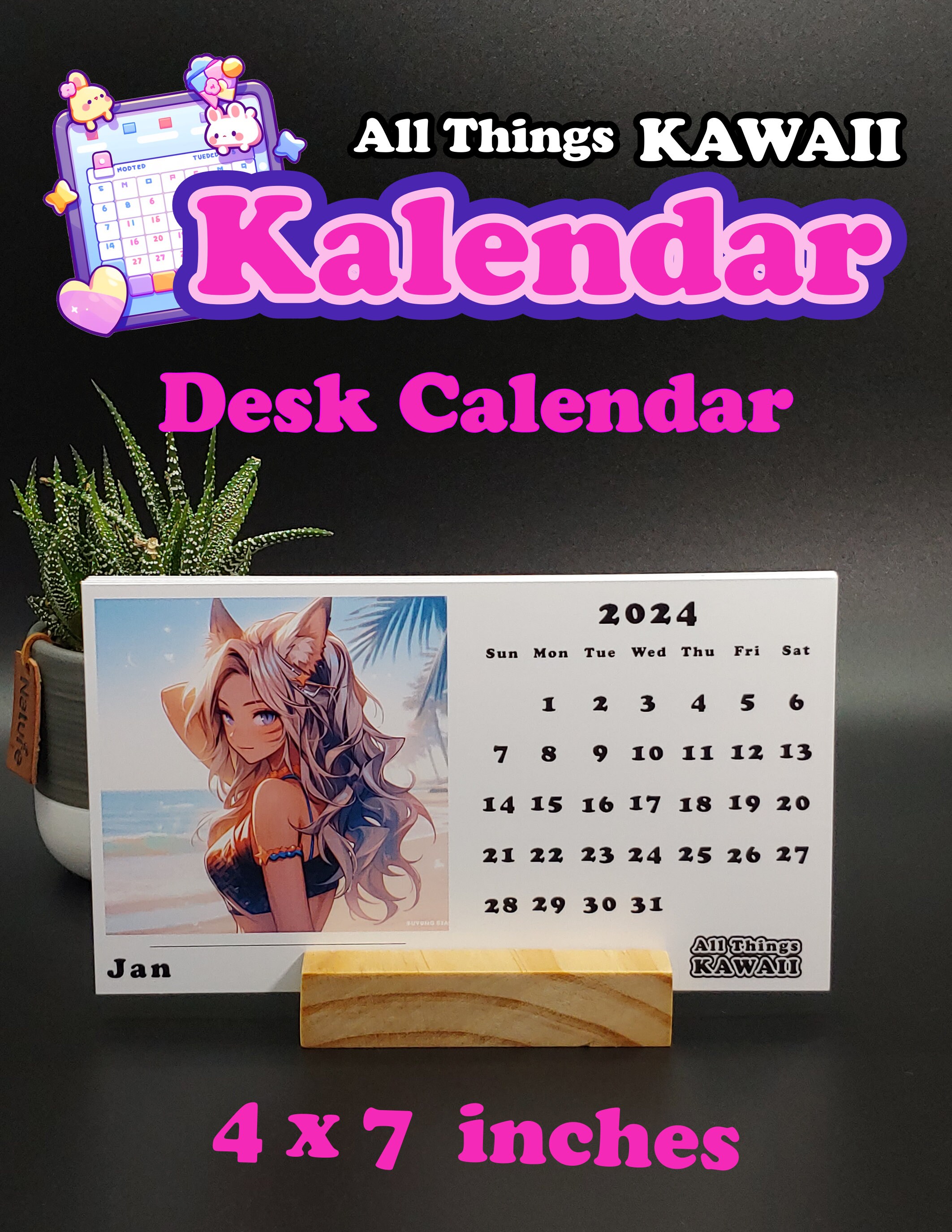 2024 Anime Girl Calendar 12 Month Calendar Spiral Bound 