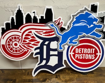 Detroit Skyline / Acrylic Sign / Detroit Sports Teams Sign