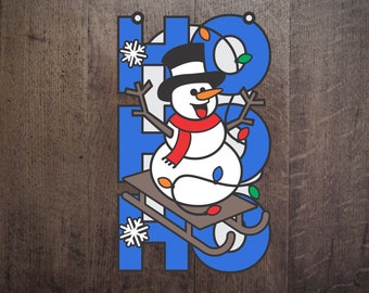 Snowman Ho Ho Ho / Acrylic Christmas Sign