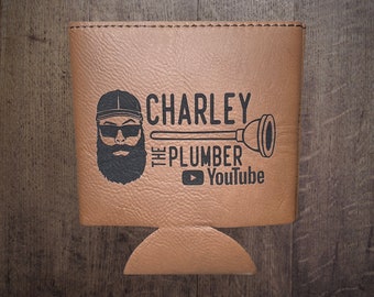 CUSTOM Personalized Koozies / Any Logo You Want / Custom Leather Koozies