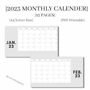2023 Monthly Calendar For Teachers/Kids, Printable Calendar Template, Basic White Calendar, Monday-Sunday, A4/Letter