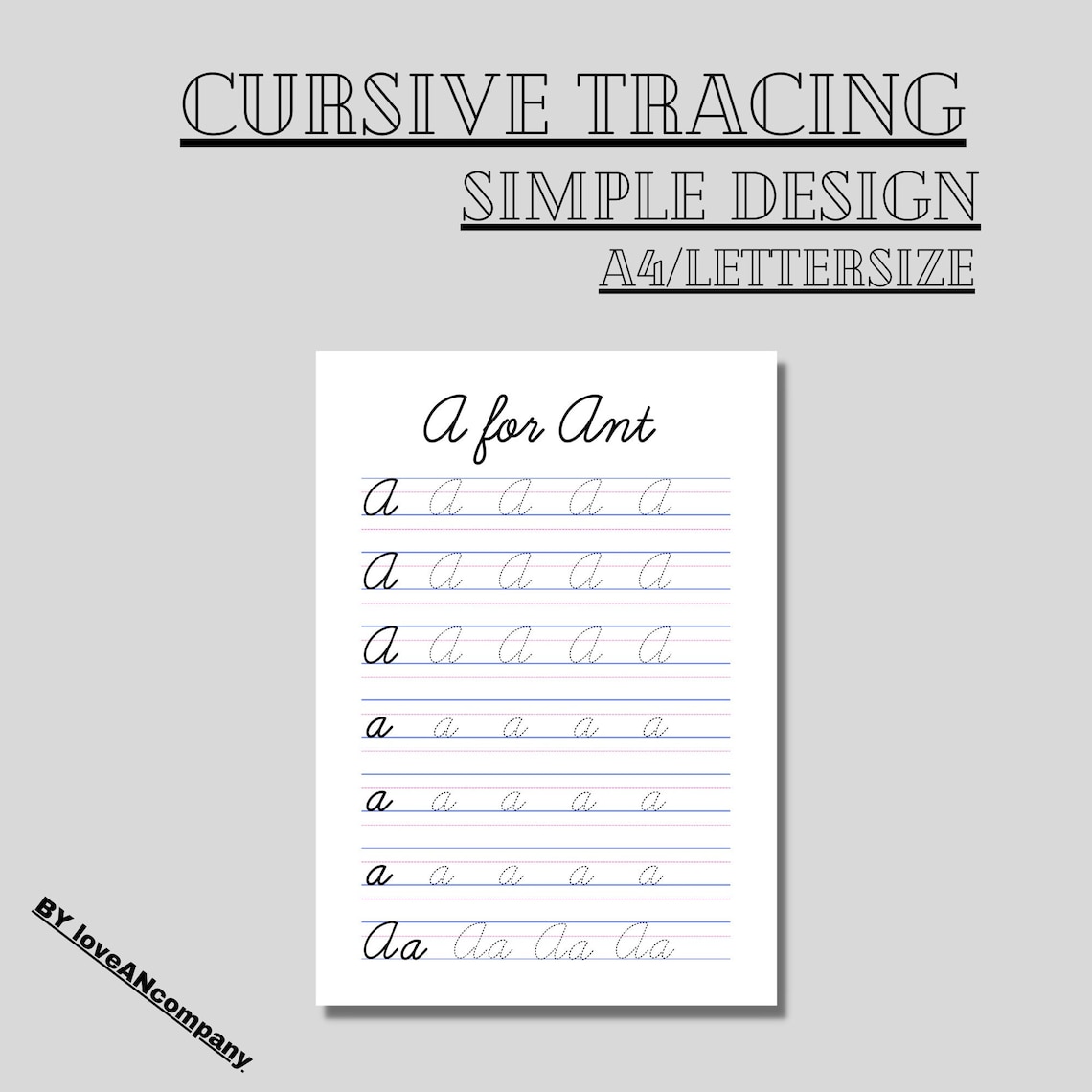 Cursive Tracing Worksheets, 26 Printable Pages to Trace in Cursive ...