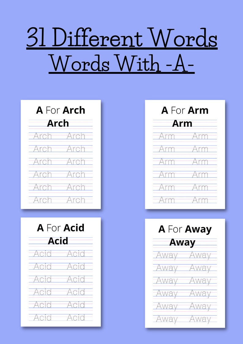 Word Tracing Worksheets, 31 Printable Pages to Trace Words That Start ...