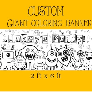 Custom Monster Party Giant Coloring Banner - Personalized Birthday Party Activity for kids, coloring poster, gifts under 20, gender neutral