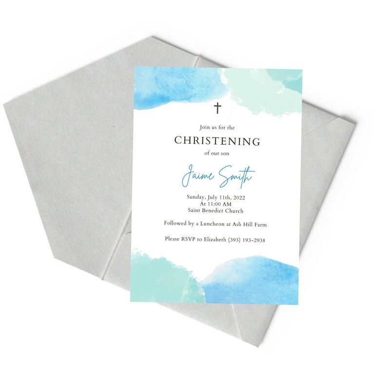 Editable Christening Invitation Template Baptism Etsy
