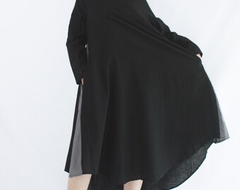 PLUS SIZE linen Loose style fashion retro long sleeved dress